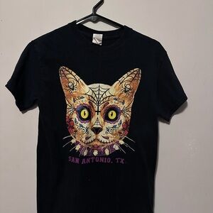 San Antonio Cat Graphic T-Shirt - Black